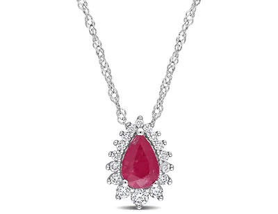 1/2 Carat (ctw) Ruby Drop Pendant 14K White Gold With Diamonds • $455.40