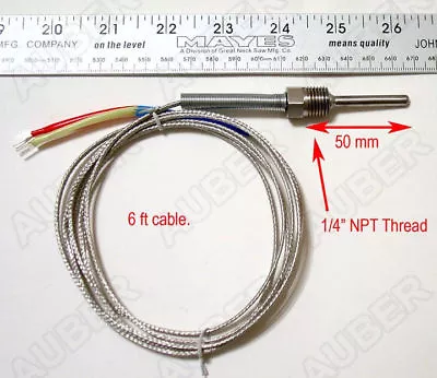 Liquid Tight K Type Thermocouple Temperature Probe 2in Probe 1/4  NPT Thread • $24.95