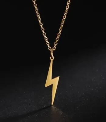 Designer  Gold-plated Lightning Bolt Pendant Necklace. Boxed Gift Idea • £9.99