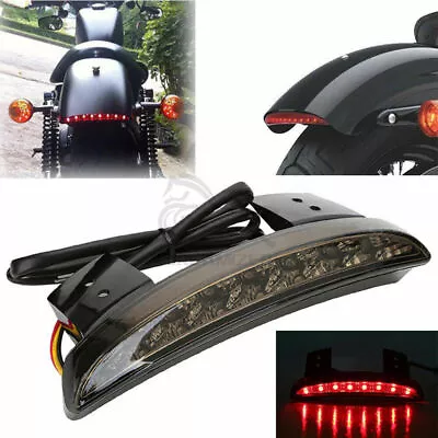 Motorcycle Black Brake Tail Light LED License Plate For Harley Bobber Cafe Racer • $19.13