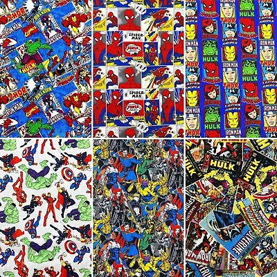 £3.94 • Buy Marvel Comic Licensed Printed Fabric 100% Cotton Sheet Craft Material 110cm Wide