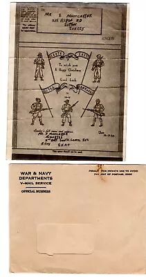 1944 WWII Illustrated V-Mail - British Asia Command Christmas • $17.50