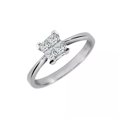 18ct White Gold Jewelco London Diamond Illusion Solitaire Engagement Ring 7.5mm • $2495.39