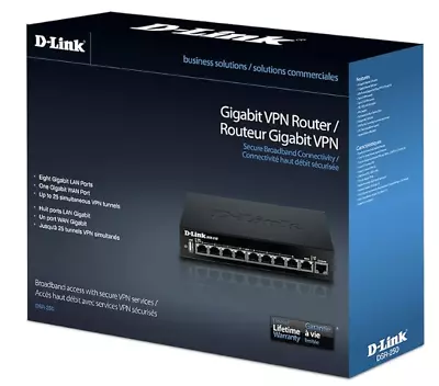 D-Link DSR-250 8-port Gigabit VPN Router With Dynamic Web Content Filtering • $177.77