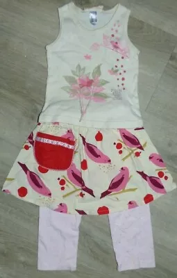 Baby Girls 18 - 24 Months Misha Lulu Red Birds Tank Pocket Skirt Pant Outfit Set • $21