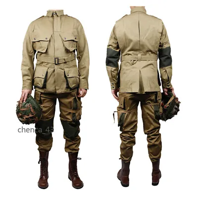 USMC Army M42 Paratrooper Uniform Set Normandy Landing Cosplay Suit Jacket Pants • $119.01