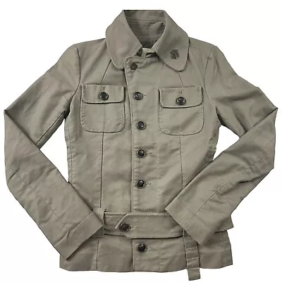 Women’s Small Diesel Military Style Jacket Cotton Canvas Button Down Belted • $25