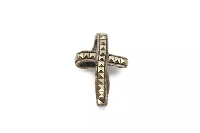 Vintage Sterling Silver 925 Marcasite Cross Pendant A5 • $26.99