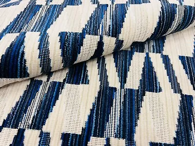 Thibaut Graphic Linear Geometric Epingle Fabric- Bossa Nova Velvet Navy 0.60 Yd • $75