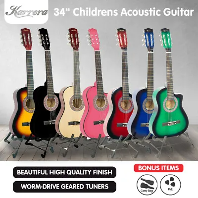 $59 • Buy New Karrera Childrens Acoustic Cutaway  Wooden Guitar Ideal Kids Gift 1/2 Size