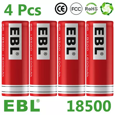 4pc 18500 3.7v RECHARGEABLE BATTERY Batteries For Solar Lights Li-ion Lithium • $12.59