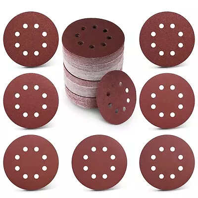 50-PACK 5 Inch Sanding Discs 8-Hole Hook Loop Sander Orbital Sandpaper 40-320 • $11.99