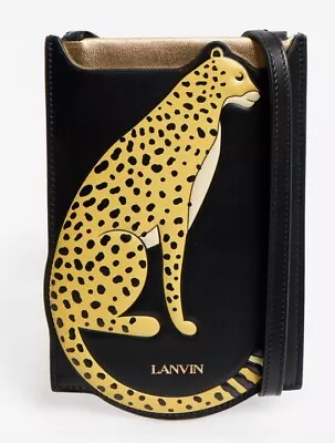 Lanvin Crossbody Pouch Bag Leopard Design Leather RRP £540 • £219