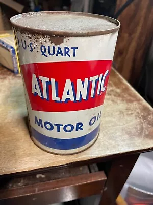 Vintage Atlantic Motor Oil 1 Quart Empty Tin Can Full • $35