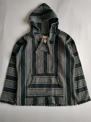 £13.99 • Buy BAJA HOODIE Men's Herringbone Stripe Hippy Festival Mexican Drug Rug Poncho M