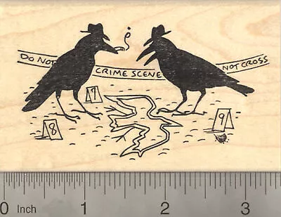 Murder Of Crows Rubber Stamp Crow Crime Scene Detective K22703 WM • $21