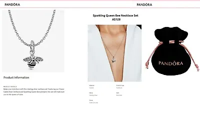 $45 • Buy Pandora Sparkling Queen Bee Necklace Set (45cm Adjustable) RAU0694. Free Post