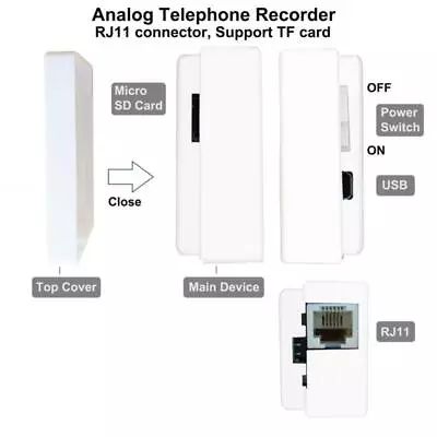 32GB USB Mini Telephone Call Recorder For Landline Phones RJ1 • £31.90