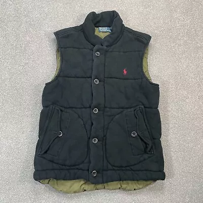 Polo Ralph Lauren Gilet Adult Medium Black Pony Padded Jacket Vest Mens • £39.99