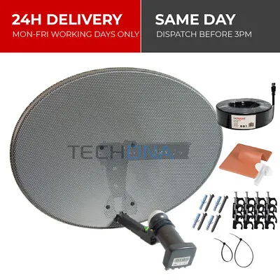 Complete MK4 Satellite Dish Kit + Sky HD Quad LNB & 20m RG6 Black Coax Cable • £39.99