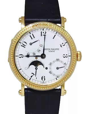 Patek Philippe 5015 Complications 18k Yellow Gold Mens 35mm Watch B/P 5015J • $29995