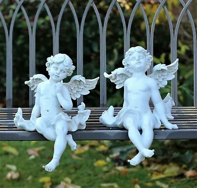 £22.95 • Buy X2 Home Decor Pair Magical Fairy Angel Cherub Figurine Statue Garden Ornament 