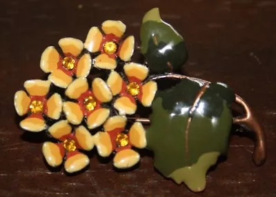 Vintage Metal Hand Painted Flower Brooch Here In Hawaii • $9