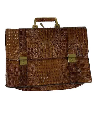 Vintage Genuine Alligator Crocodile Briefcase Attaché Case With Key • $854.55