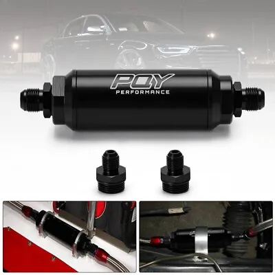 Racing PQY Fuel Filter E85 Ethanol 100 Micron Stainless Steel Element AN6 AN8 • $24.90