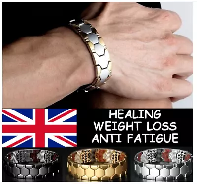 Mens Titanium Strong Magnetic Bracelet Therapy Arthritis THERAPY Pain Relief UK • £7.99