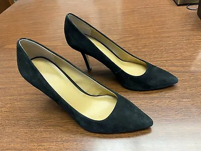 ANN TAYLOR Womens 9 M Medium High Heels Pointed Toe BLACK ExCeLeNt Leather • $17.99