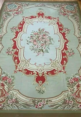 $1556 • Buy 10'x14' AUBUSSON FRENCH HAND WOVEN WOOL LARGE FLAT WOVEN EXCELLENT RUG CLEANED  