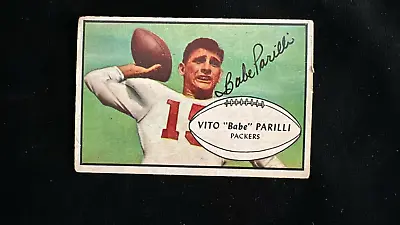 VITO BABE PARILLI 1953 Bowman Signed Autographed Card #3 Green Bay Packers COA • $99