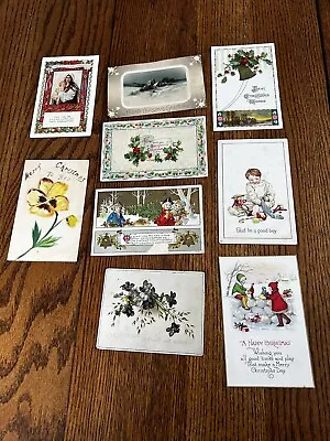 LOT: 8 VINTAGE CHRISTMAS POSTCARDS CHILDREN Scenic • $7