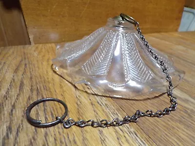 Antique Clear Glass Smoke Bell On Chain Oil Lamp Part • $8