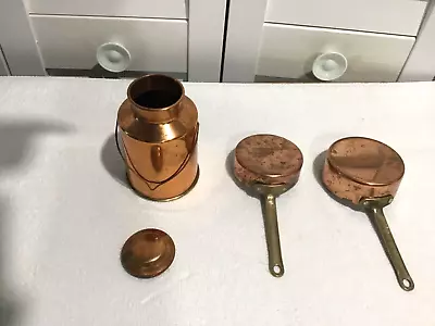 VTG Copper & Brass Measuring Cups - 1/2  1/3  & Copper Tin England • $30