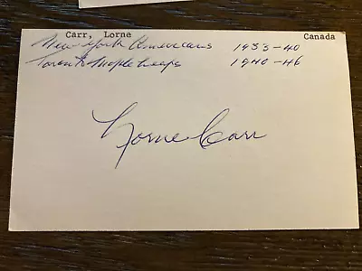 Lorne Carr Toronto Maple Leafs Signed Autographed Hockey 3x5 Index Card NHL • $99