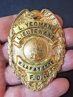 W. Lafayette Pa. Lieutenant FD Fire Dept Badge Firefighter Chest Badge Clip-On • $36.50