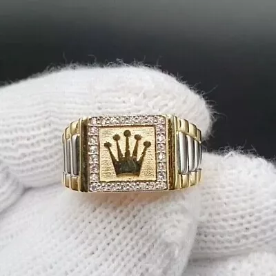 Mens Custom Wedding Ring 2 Ct Round Cut Simulated Diamond 14K Yellow Gold Finish • $122.99