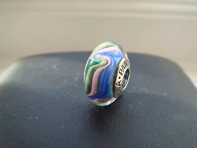 Genuine Pandora Murano Rainbow  Swirls  S925 Ale Glass Bead Charm 790615 • £0.99