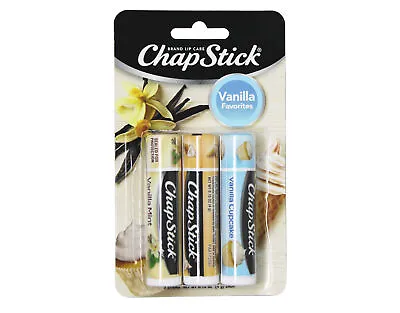 ChapStick Vanilla Favorites Lip Balm Pack Of 3  Vanilla Mint Cupcake Bean • $9.36