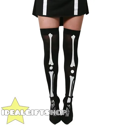 Skeleton Bone Stockings Ladies Halloween Fancy Dress Costume Accessories • £3.99