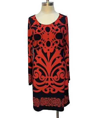 NICO LA Hippy/Retro Vintage Inspired Dress Lined Orange And Navy Size Large (12) • $14