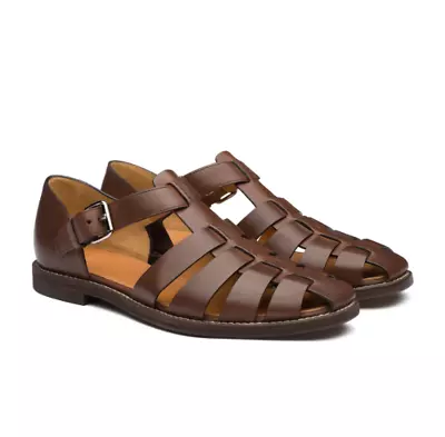 Mens Closed Toe Hollow Out Buckle Roman Sandals Slip On Casual Outdoor Shoes • £45.59