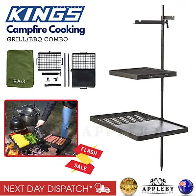 Portable Outdoor Campfire Cooking Camping BBQ Large Combo Grill Picnic Station • $97.84