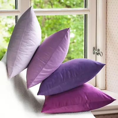 Purple Throw Pillow Covers 18X18 Set Of 4 - Soft Velvet Pillow Covers Decorative • $19.01