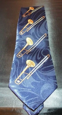 $18.95 • Buy Steven Harris Blue Hand Made Trombone Neck Tie. Very Good Condition