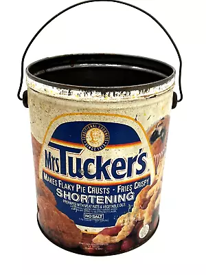 Vintage MRS TUCKERS Metal Shortening Can - Pail W/ Handle - Tucker's Bucket • $19.79