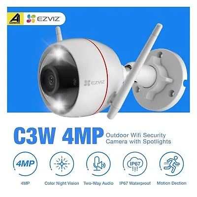 EZVIZ C3W PRO 4MP Outdoor Wireless Bullet Camera IP67 WIFI Home AI Smart Monitor • $159.99