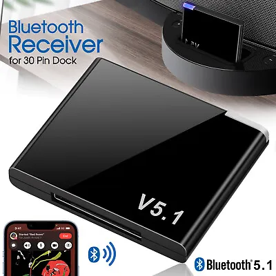 $11.99 • Buy Bluetooth 5.1 Music Audio Adapter Receiver 30 Pin Dock Speaker For IPhone IPod